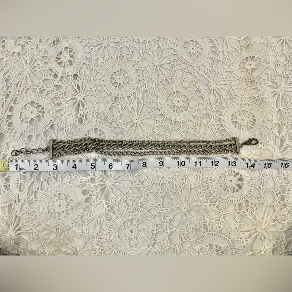 Thick silver three chain choker necklace - Picture 5 of 5